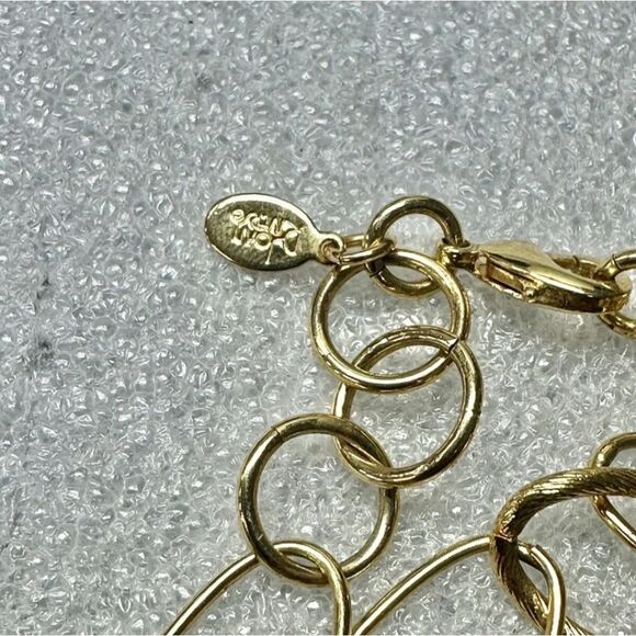 Gold Tone Oval Link Joan Rivers  Textured Beads Necklace 36" EUC - Picture 3 of 4